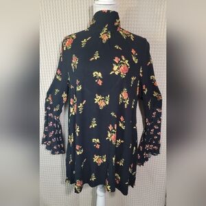 Free People Black Floral Mini Dress Sz L
